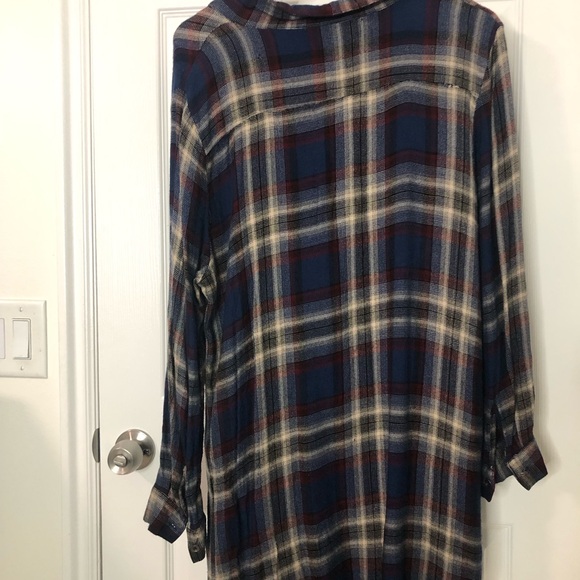 Vintage Havana Navy and Burgundy Plaid Shirt dress - Picture 13 of 14